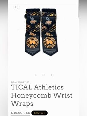 TICAL Athletics Honeycomb Wrist Wraps in Black & Gold